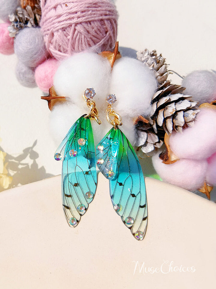 Butterfly Wing Asymmetrical Earring Crystal Diamond Earring