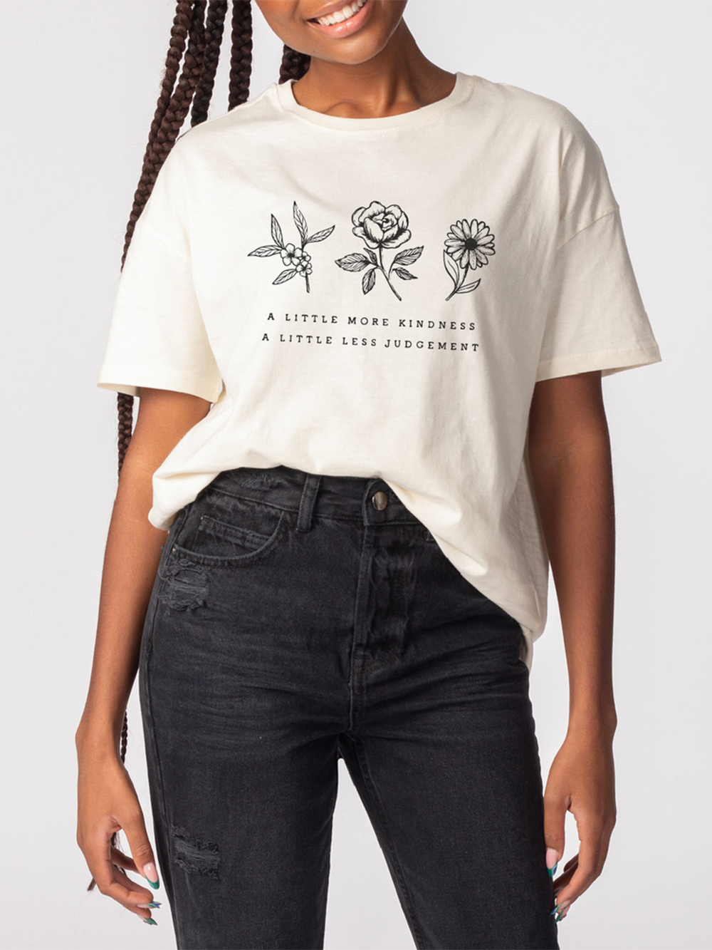 Birth Flower A Little More Kindness Oversized Tee