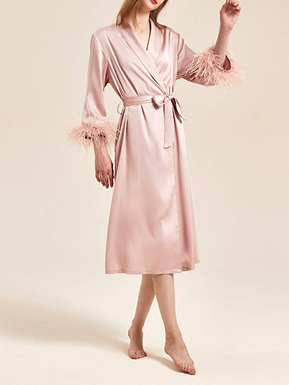 Pink Feather Bridal Robe