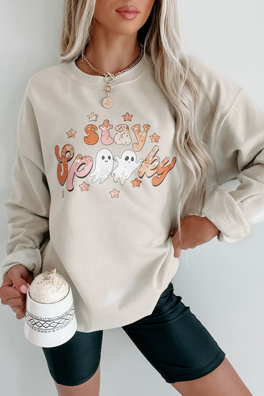 Stay Spooky Friends Graphic Crewneck (Sand)