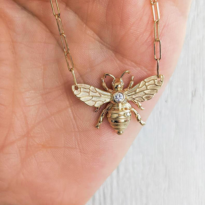 Collier Boho Déclaration - Chaîne Trombone Bee Zircon