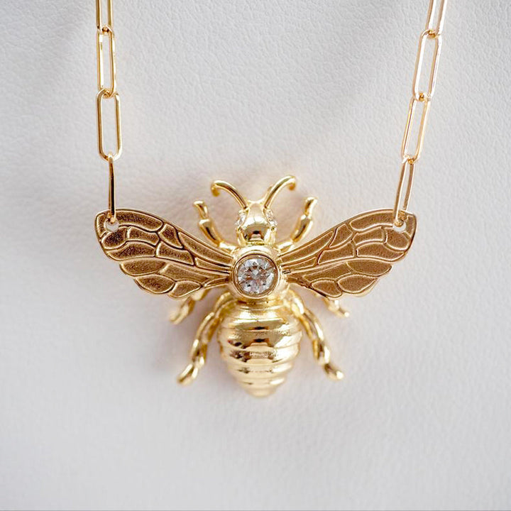 Collier Boho Déclaration - Chaîne Trombone Bee Zircon