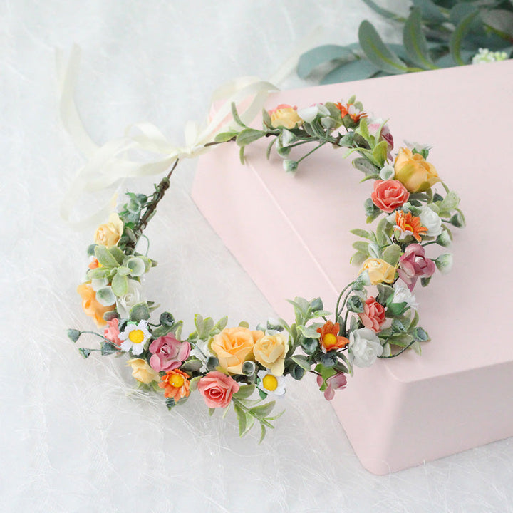 Bridal Flower Crown - Sunset Terracotta Roses