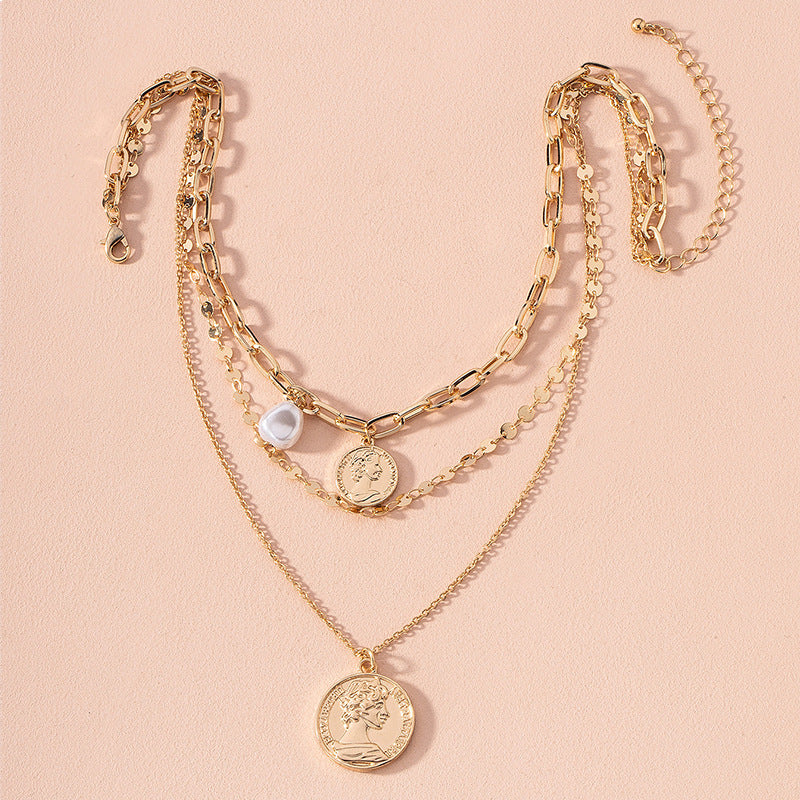 Tassel Boho Necklace - Pearl & Coin Pendant