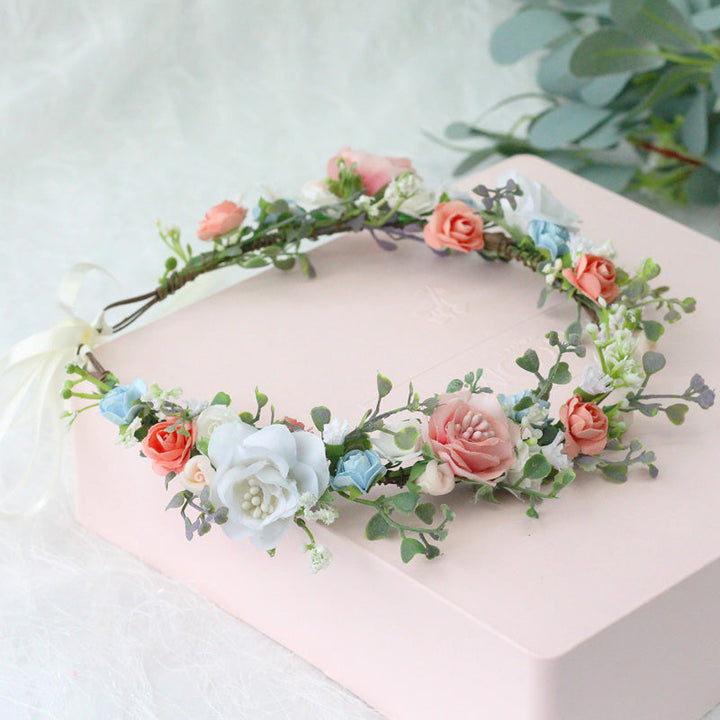 Bridal Flower Crown - Colorful Roses Boho Hair Wreath