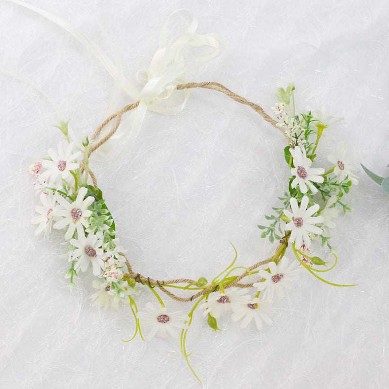 Bridal Flower Crown - Eucalyptus Leaves Small White Daisy