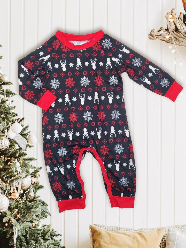 Red Christmas Snow Deer Fmalily Matching Pajamas Sets (with Pet's dog clothes)