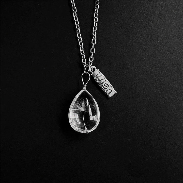 Resin gedréckt Blummen Kette - Teardrop Crystal Dandelion
