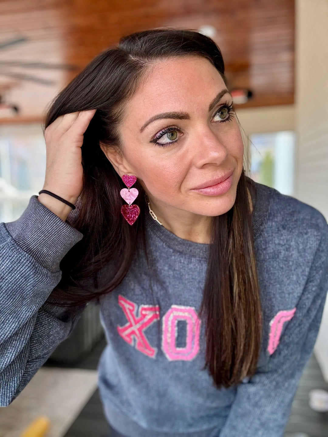 Boucle d'oreille triple expression coeur