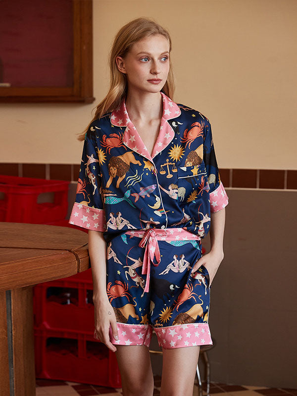 Blue Constellation Shorts Pajama Set