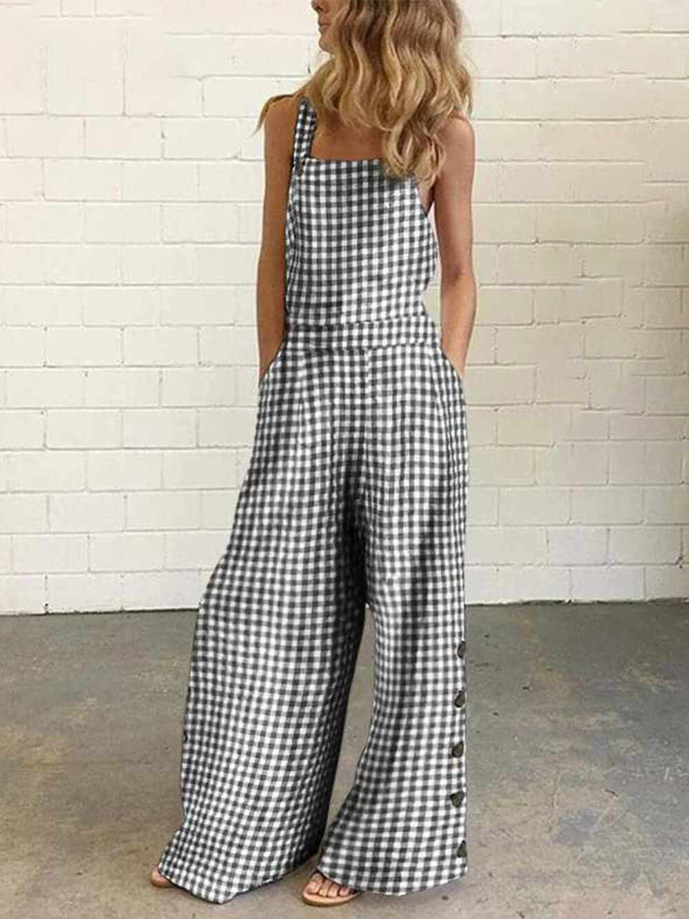 Polka Dot Print Backless Jumpsuit