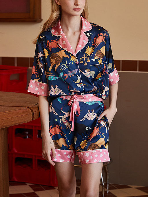 Blue Constellation Shorts Pajama Set