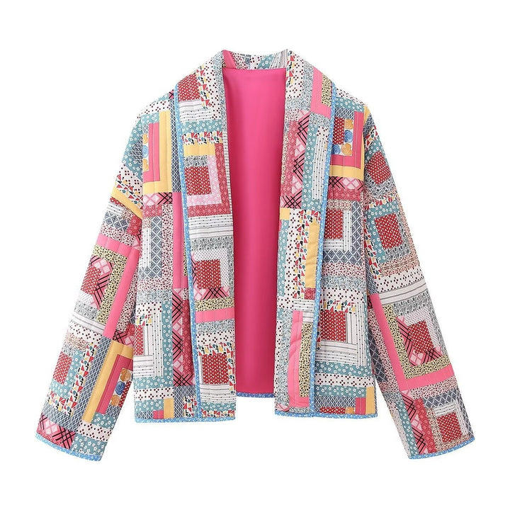 Printed hemmed quilted jacket