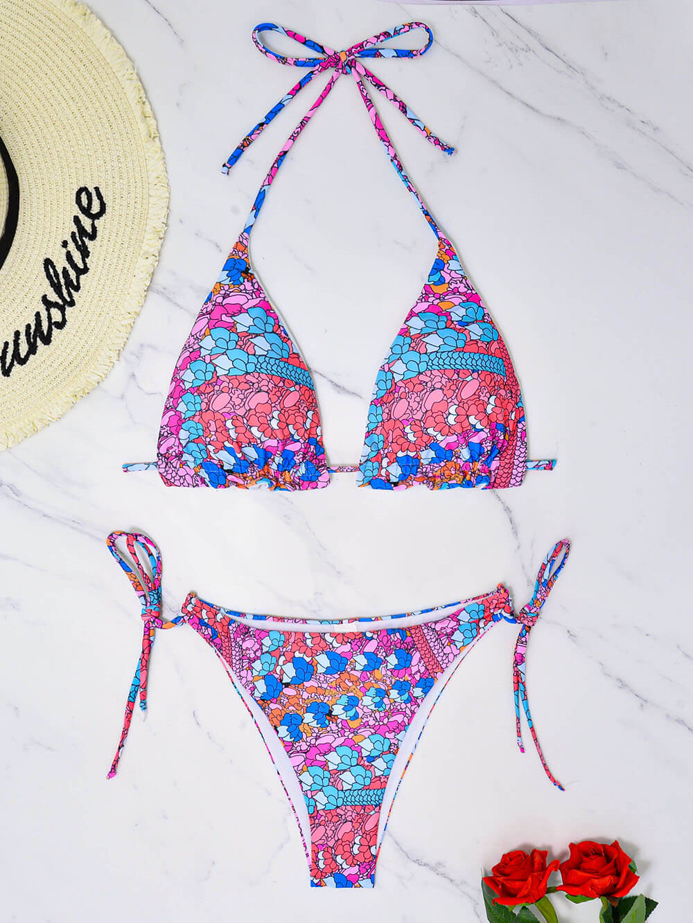 Bikini met veters en print