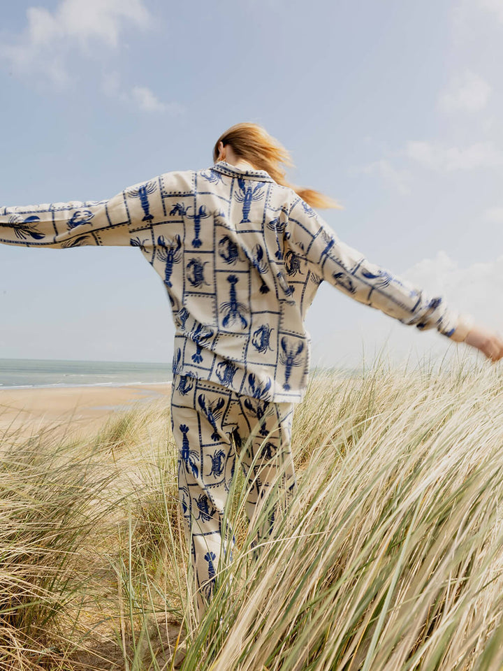 Unique Fun Lobster Pattern Printed Loose Shirt