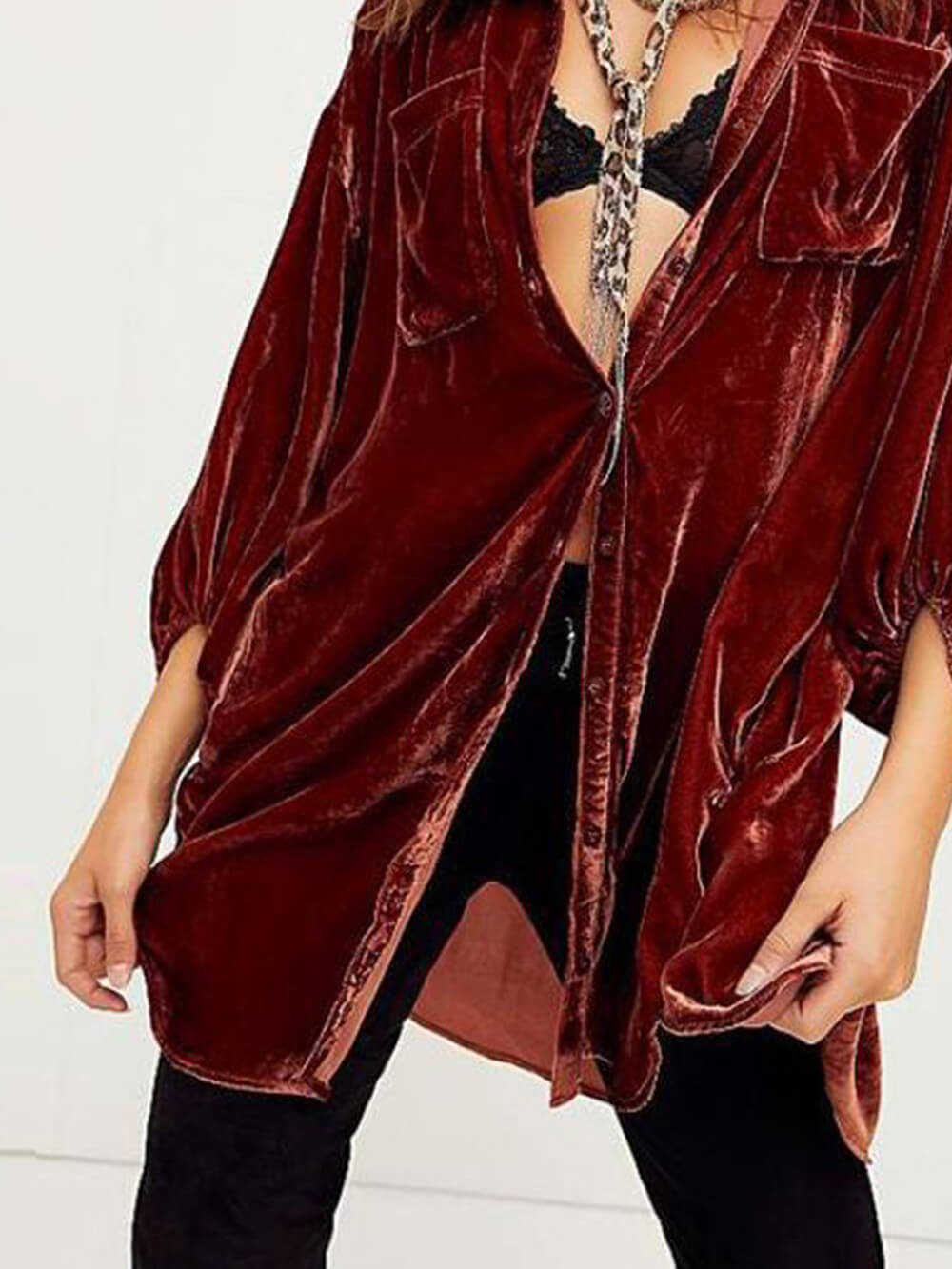 Velvet Loose Balloon Sleeve -paita