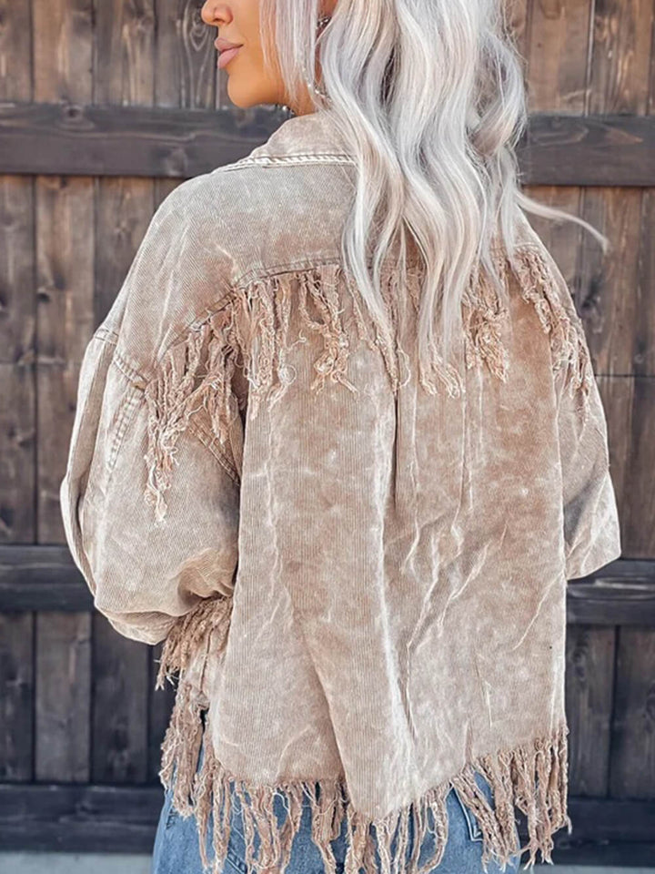 Fringed gewaschen Corduroy Jacket