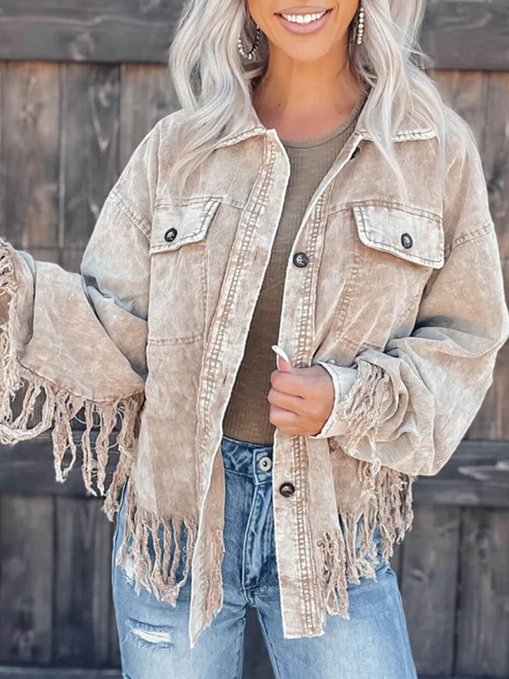 Fringed gewaschen Corduroy Jacket