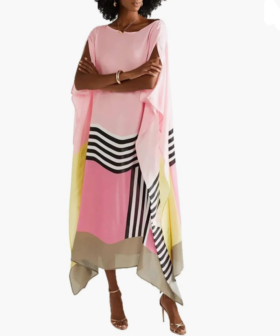 Roze snoepgestreepte kaftan