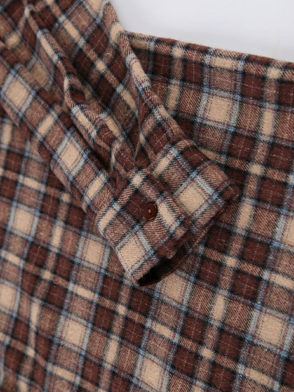 Vintage Plaid Shirts Women Loose Gingham Female Blouse Autumn