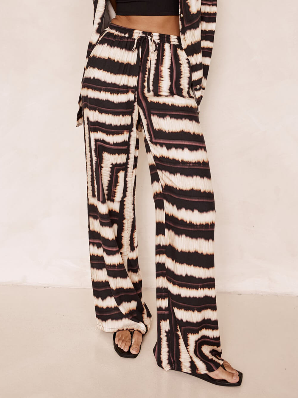 Signature Strip Textured Suklaaprintti Baggy Pants-setti