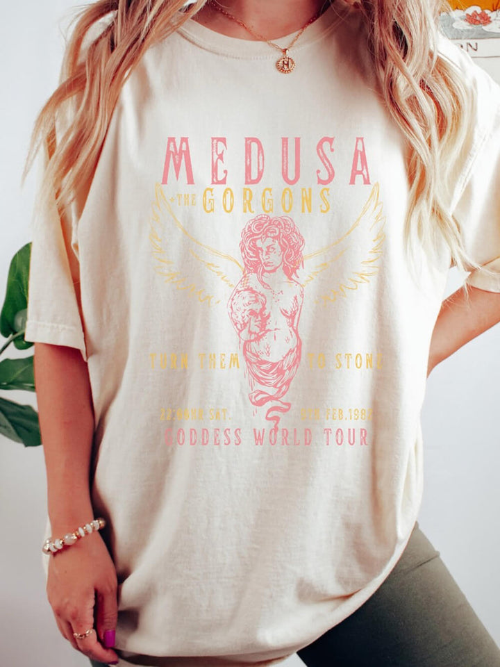 Kreikkalainen jumalatar Medusa Tee Vintage Band T-paita