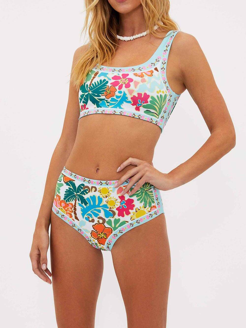 Costume da bagno bikini elasticizzato con stampa floreale unico