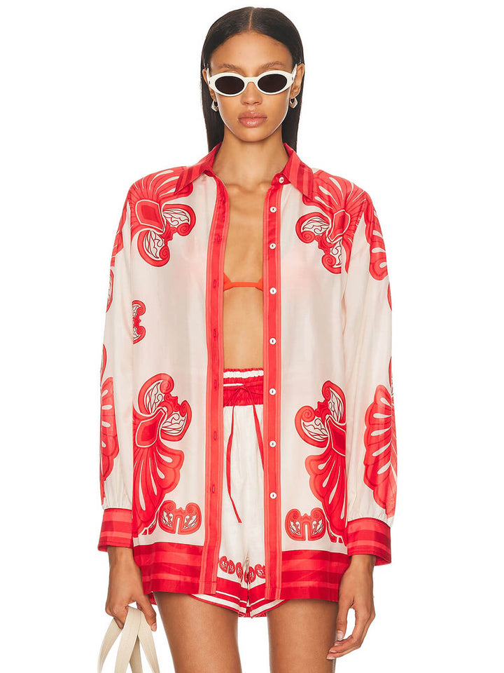 Summer Exquisite Red Shirt And Shorts Suit
