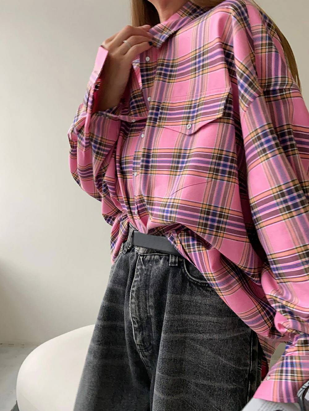 Pink Long Sleeve Check Shirt