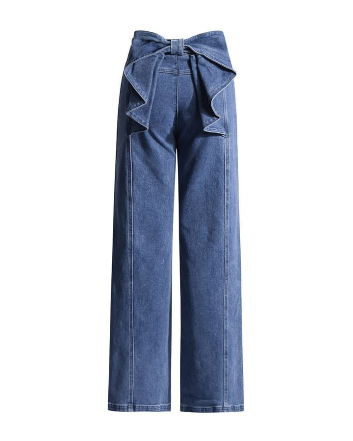 Stretch Jeans With Bow At Back