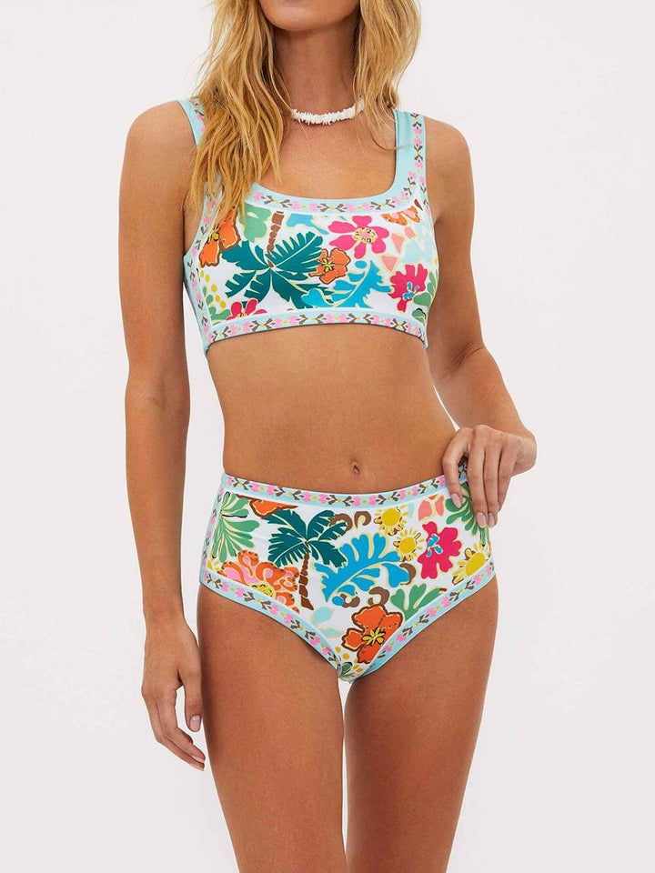 Costume da bagno bikini elasticizzato con stampa floreale unico