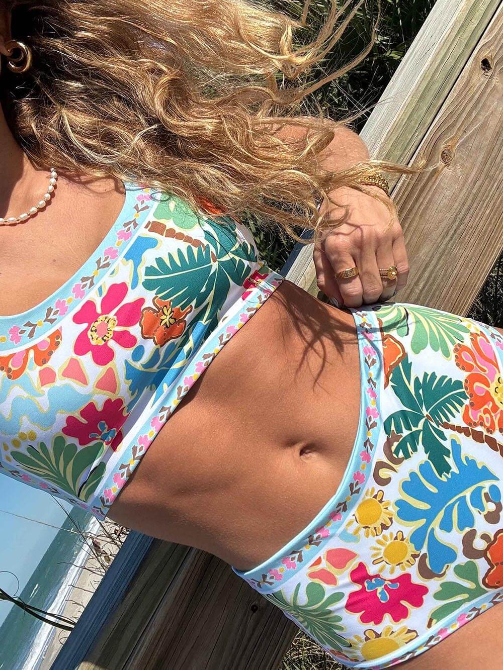 Unik Stretch Bikini-badedragt med blomsterprint