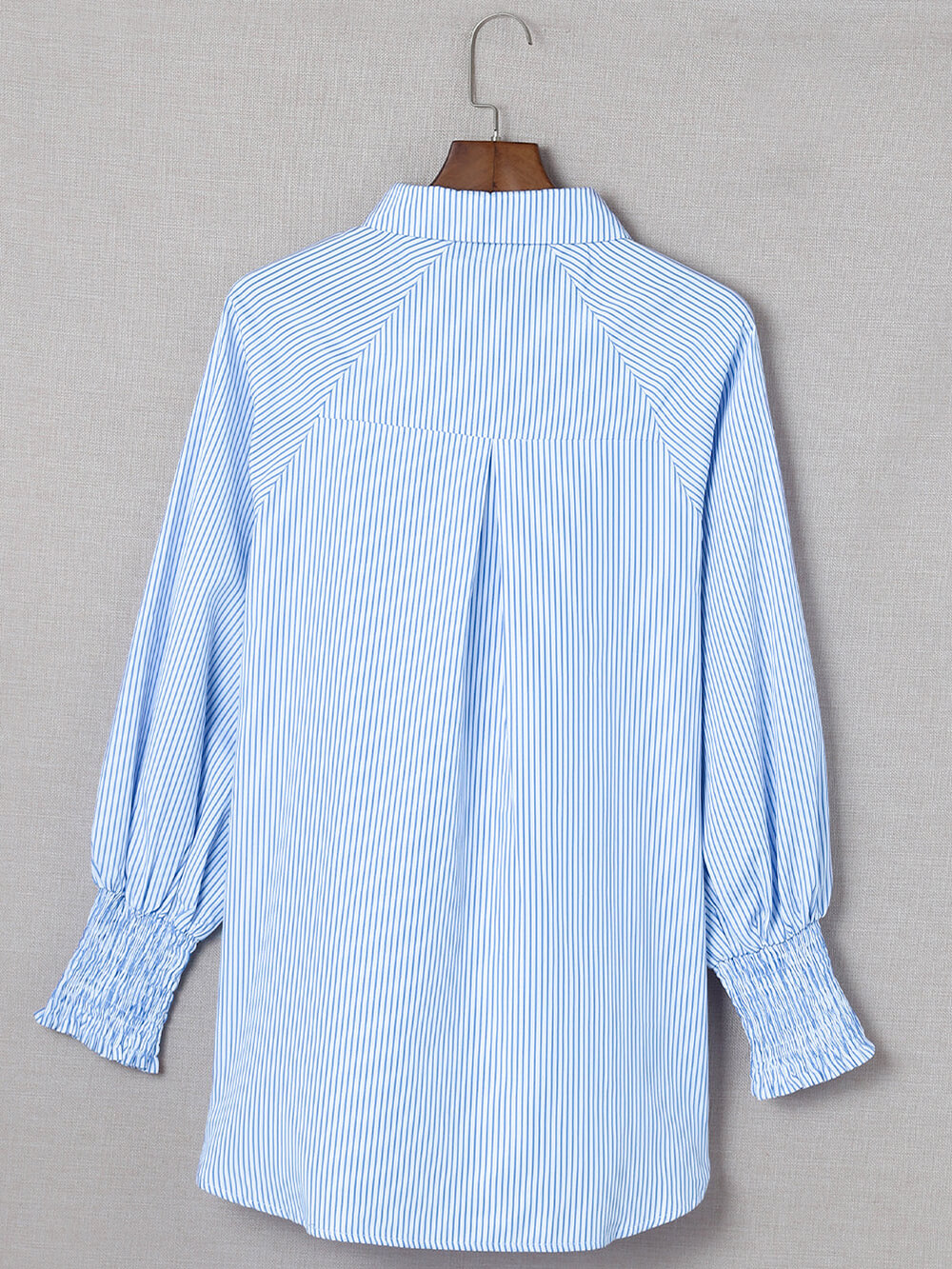 Himmelsblo Smoked Cuffed Striped Boyfriend Shirt mat Pocket