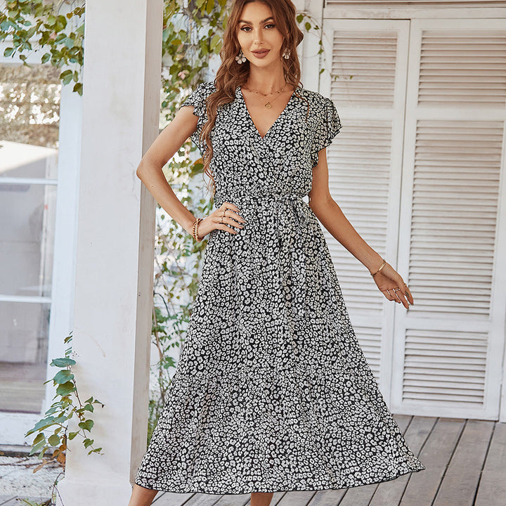 Deep V Sexy Polka Dot Casual Long Kleed