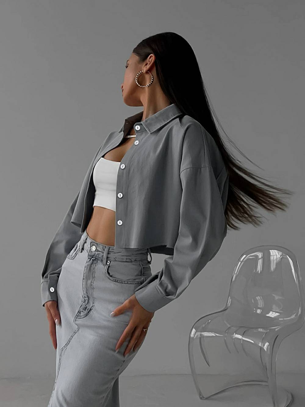 Lilla Single Breasted Lapel Shirt