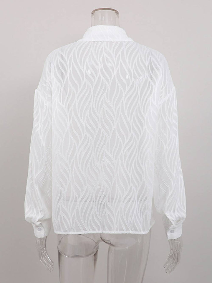 Witte damesblouses dunne revers elegante shirts met lange mouwen