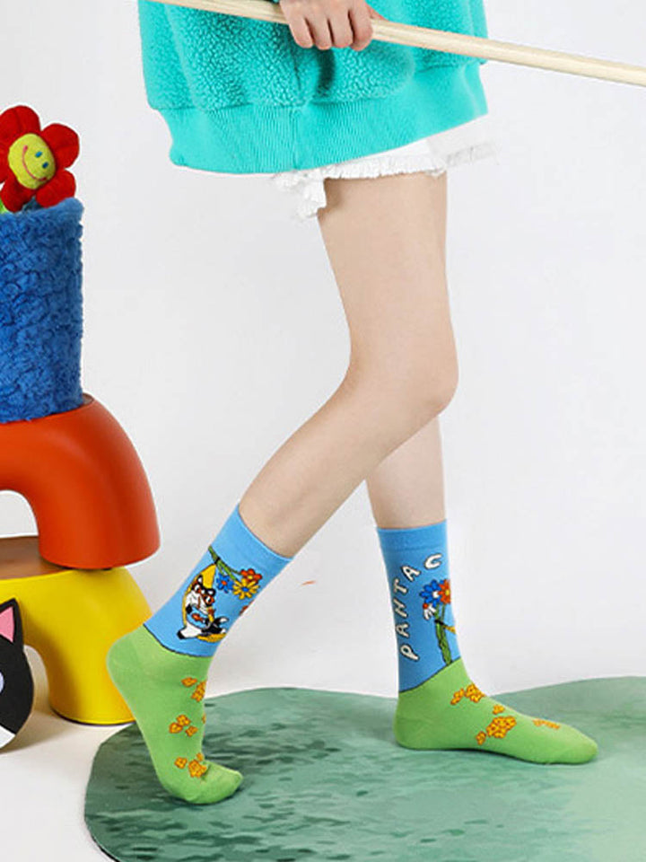 Cute Cartoon Meow Meow Mid-Calf Socks