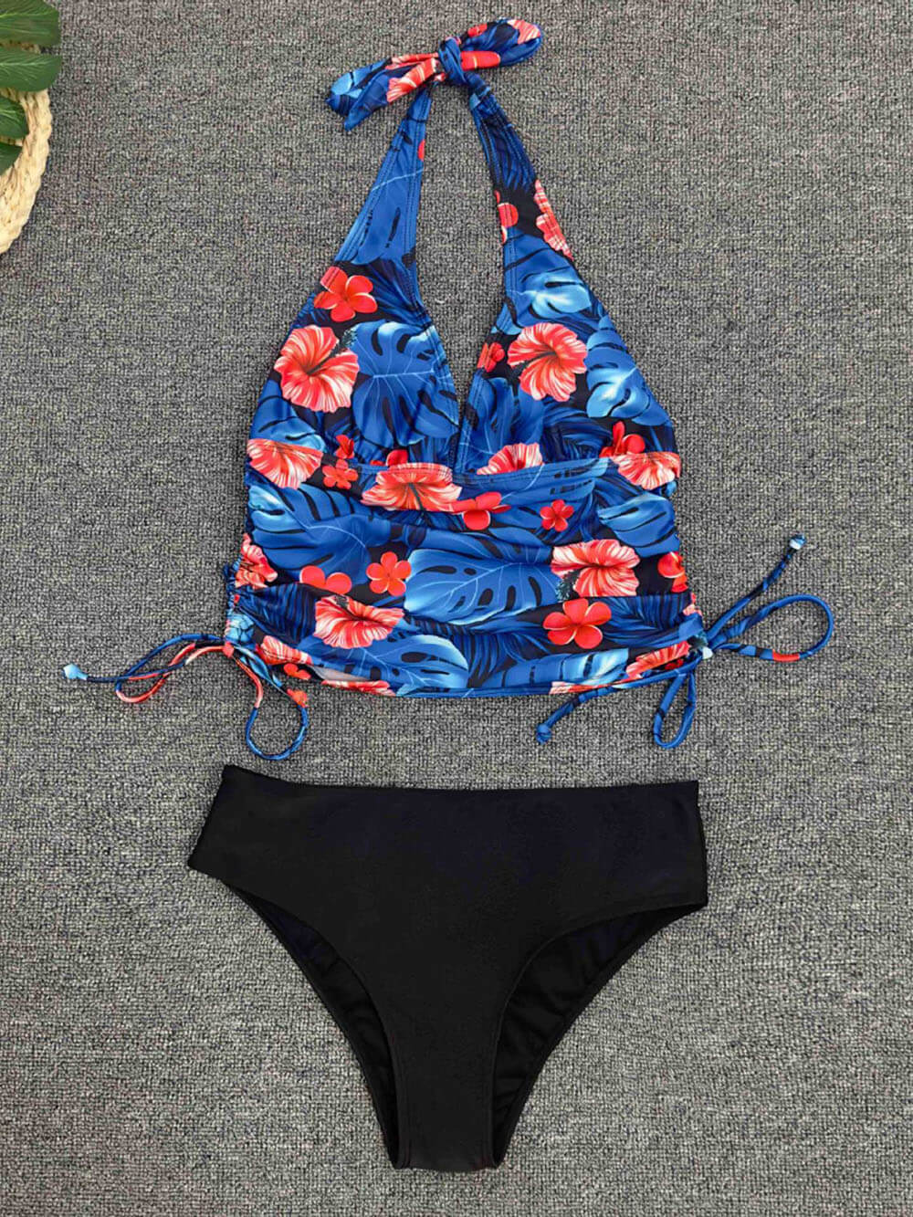 Bikini incrociato diviso stampato con cinturino