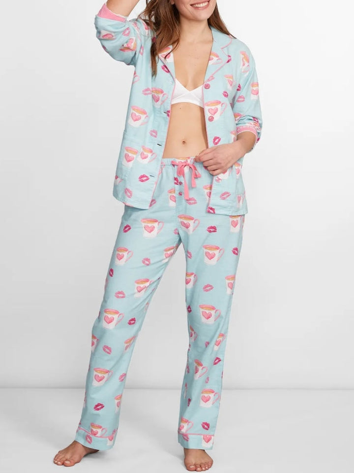 Heart and Lip Print Pajama Set