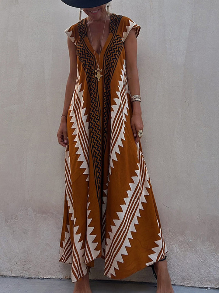 Shannon Bohemian Aztec Print Maxi -mekko