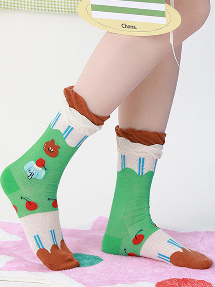 Chaussettes en coton à motif de pudding d'ours mignon