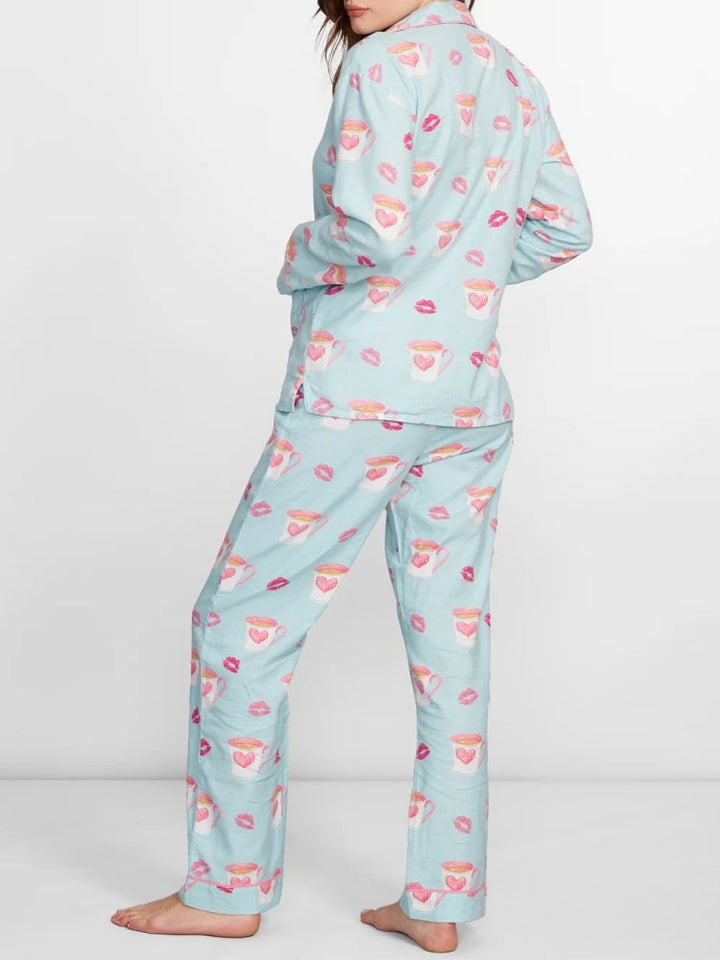 Heart and Lip Print Pajama Set