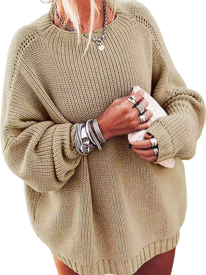 Oversized Knit Batwing Sweater & Ruffled Mini Skirt Set