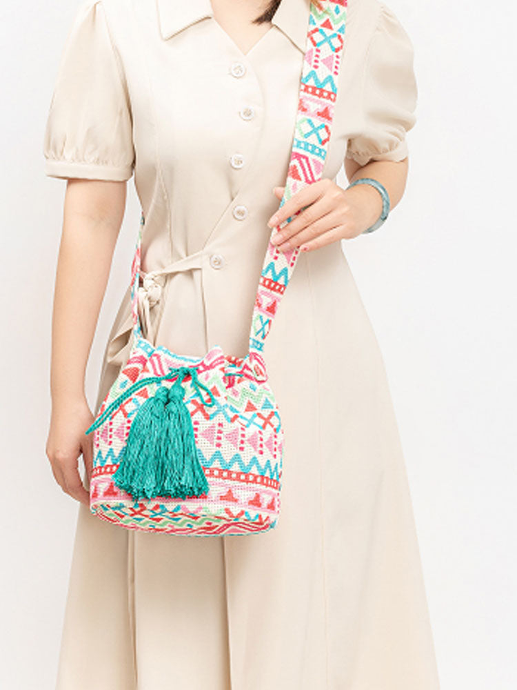 Crossbody-tontas van canvas met print