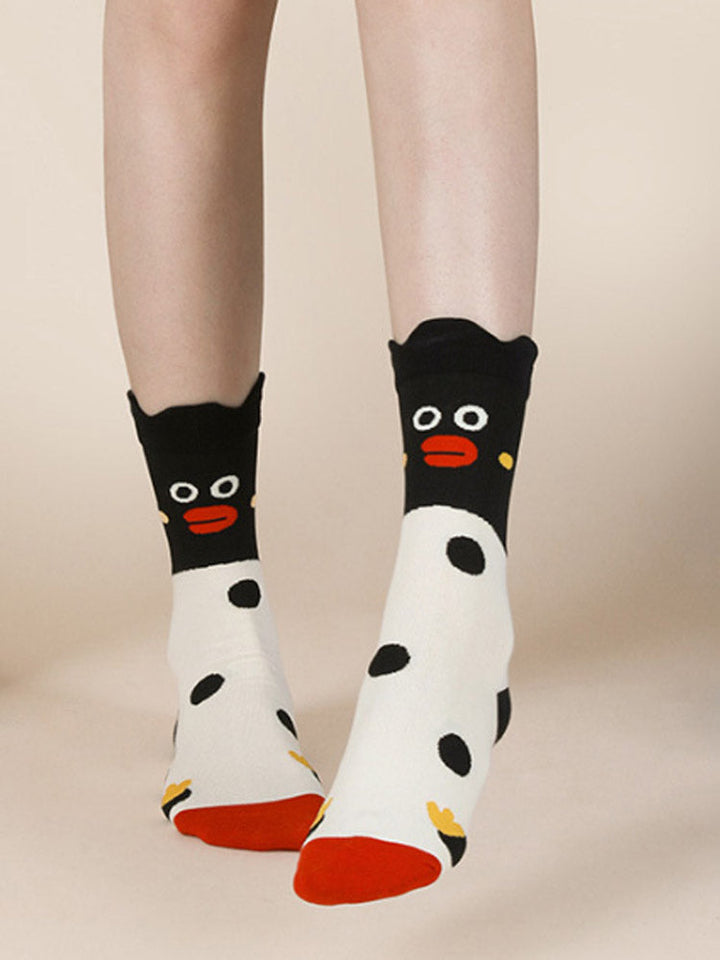 Cute Cartoon Penguin Polka Dot Socks