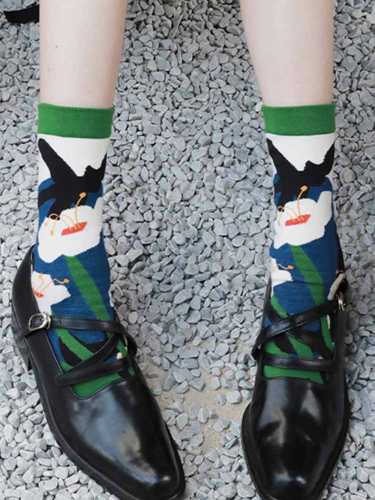 Chaussettes à bout fendu à motif floral