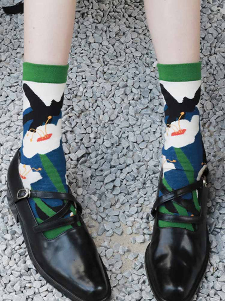 Blummenmuster Split Toe Socks