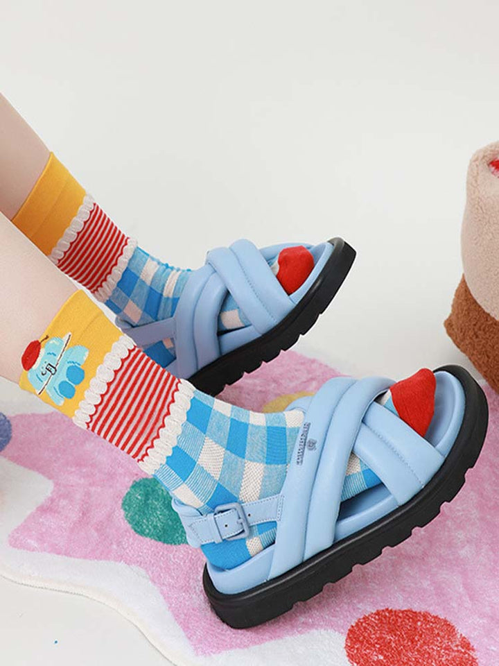 Chaussettes en coton à motif de pudding d'ours mignon