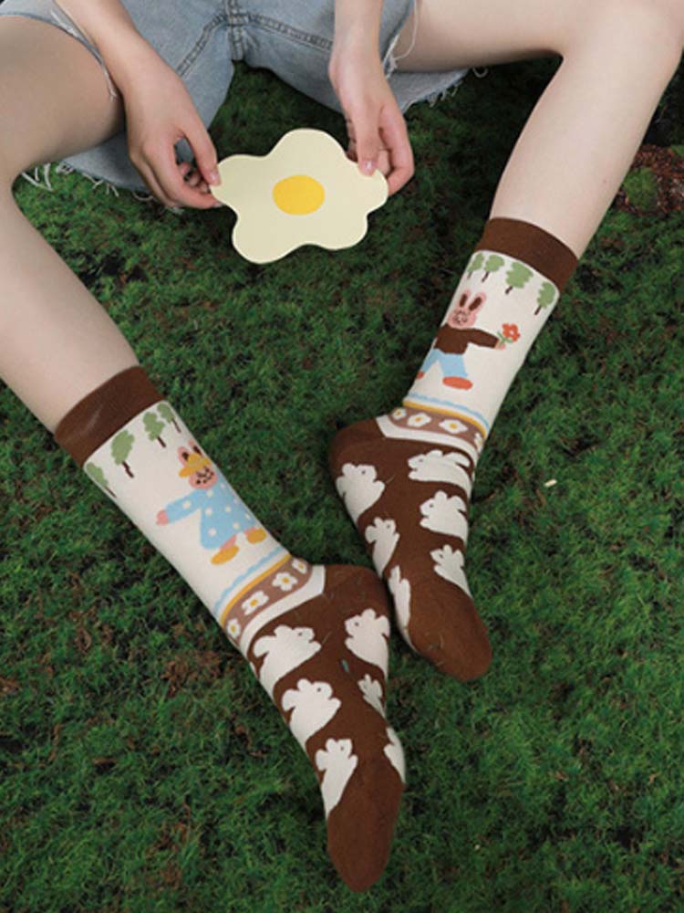 Cute Bunny Mid-Calf Socks