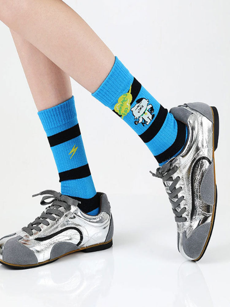 Cute Cartoon Kitty Mid-Calf Socks